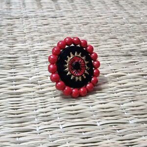 "Black & Red" - Terracotta Finger Ring.